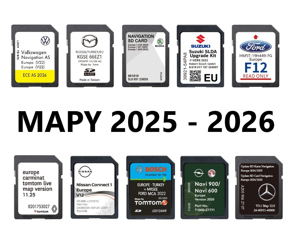 Sd karty do navigace MAPY 2025/2026 Evropa Aktualizace