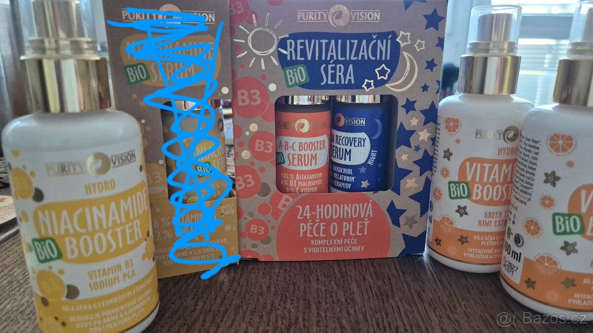 Sérum, avizáž, řasenka, baňky, toal. voda, po holení