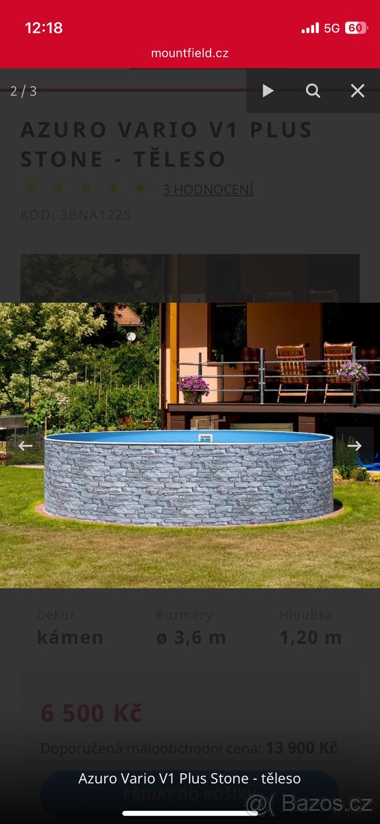 Bazén Azuro Vario V1 Plus Stone + příslušenství