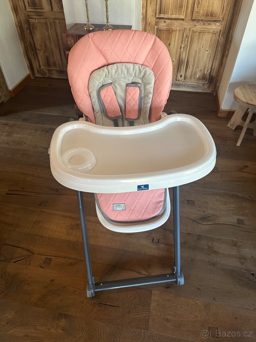Jídelní židlička dětská růžová