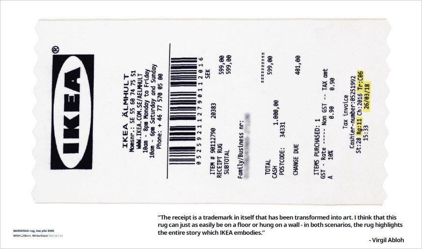 IKEA MARKERAD x Virgil Abloh (Off-White)"RECEIPT"Rug kober