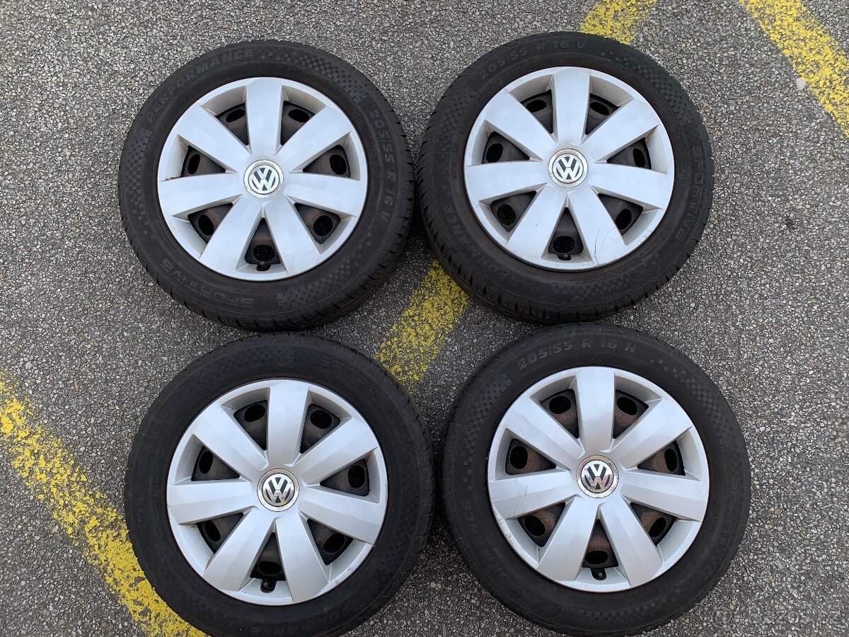 VW 16 plechová letní kola 5x112 - pneu 205/55 R16