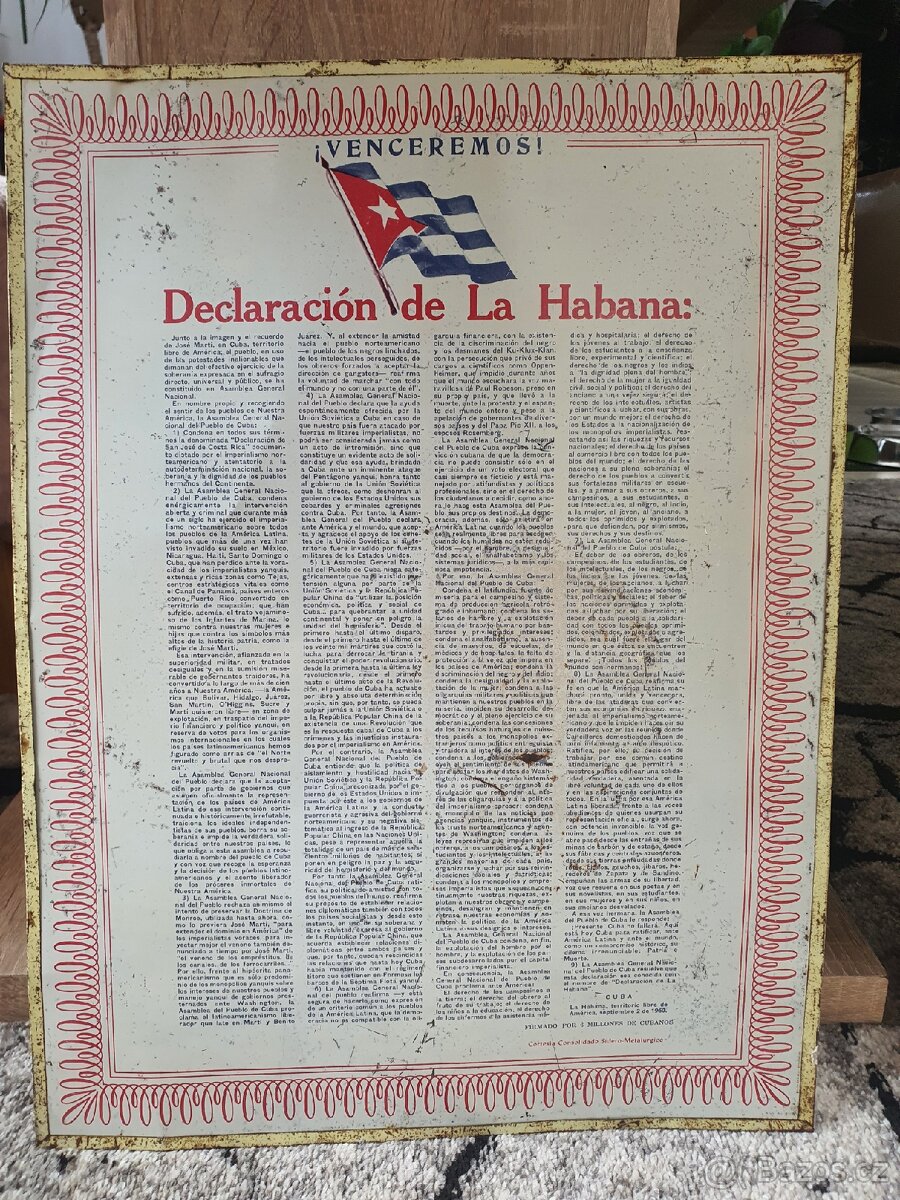 Plechová cedule deklarace Havana