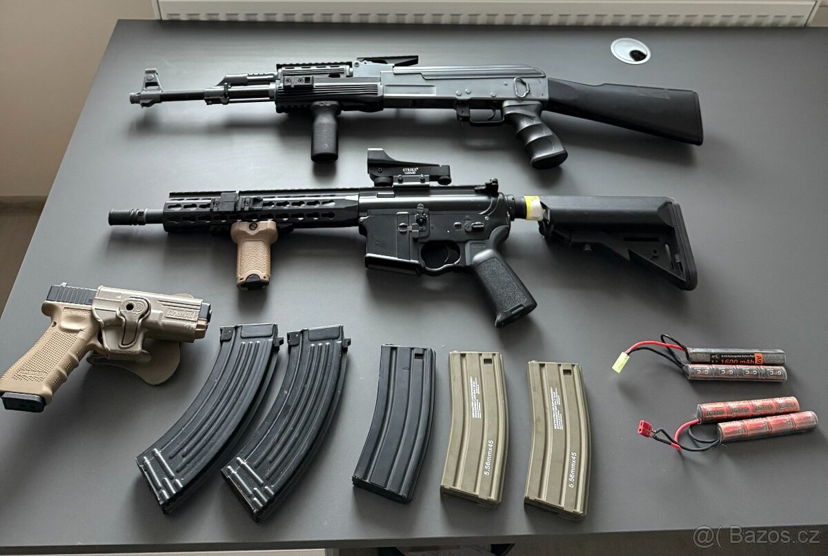 Airsoft WE Glock 17, AR-15 cm.068b Blue Edition, AK-47 cm.02