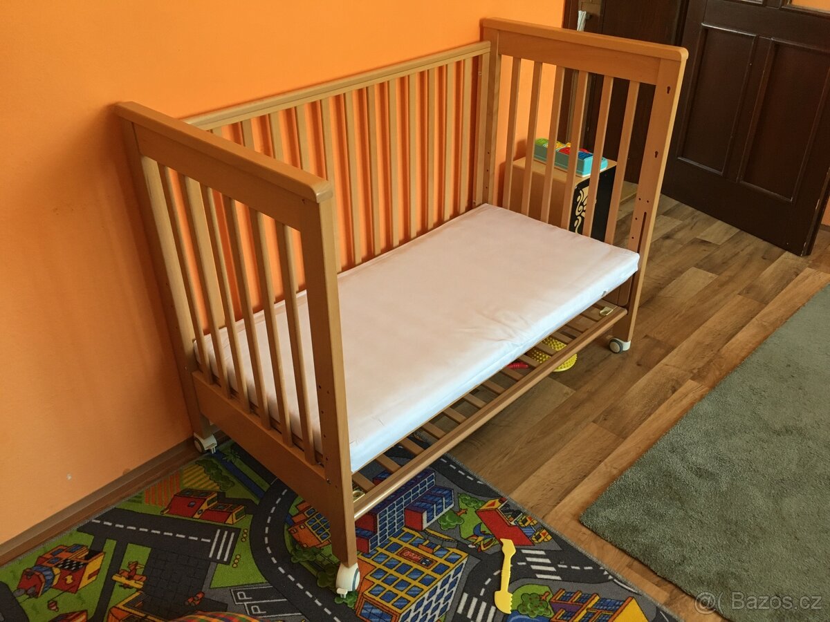 Přístavná postýlka TREPPY 60x120, přírodní, buk