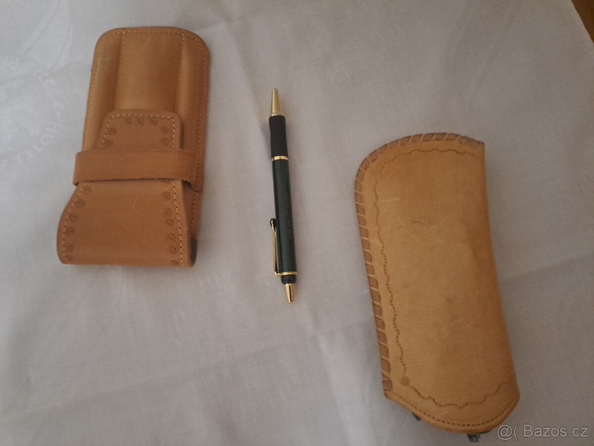 LUXUSNÍ SOUPRAVA: KOŽENÉ POUZDRO NA BRÝLE A NA PSACÍ POTŘEBY