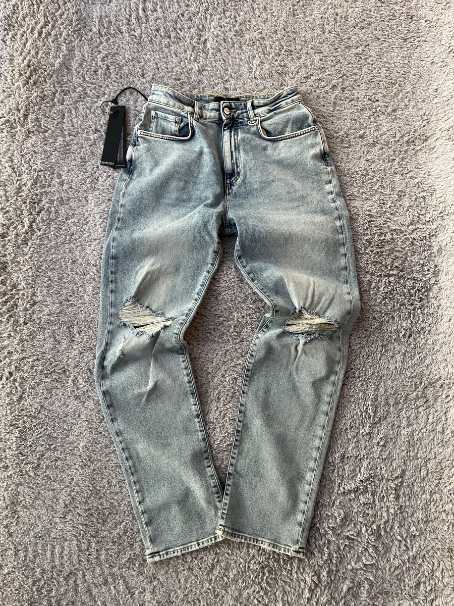 Represent Baggy Destroyer Denim Worm Blue kalhoty