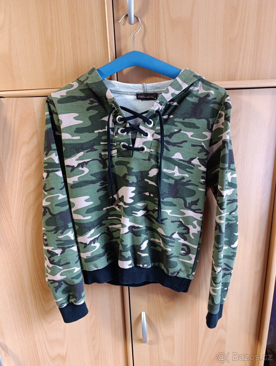 Maskáčová army mikina s kapucí