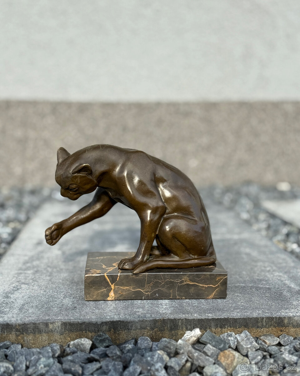 Bronzová socha Kočka hrající si luxusní dekorace dárek