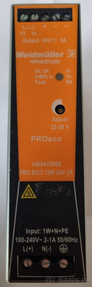 Weidmuller spínaný zdroj PROeco 24V 3A
