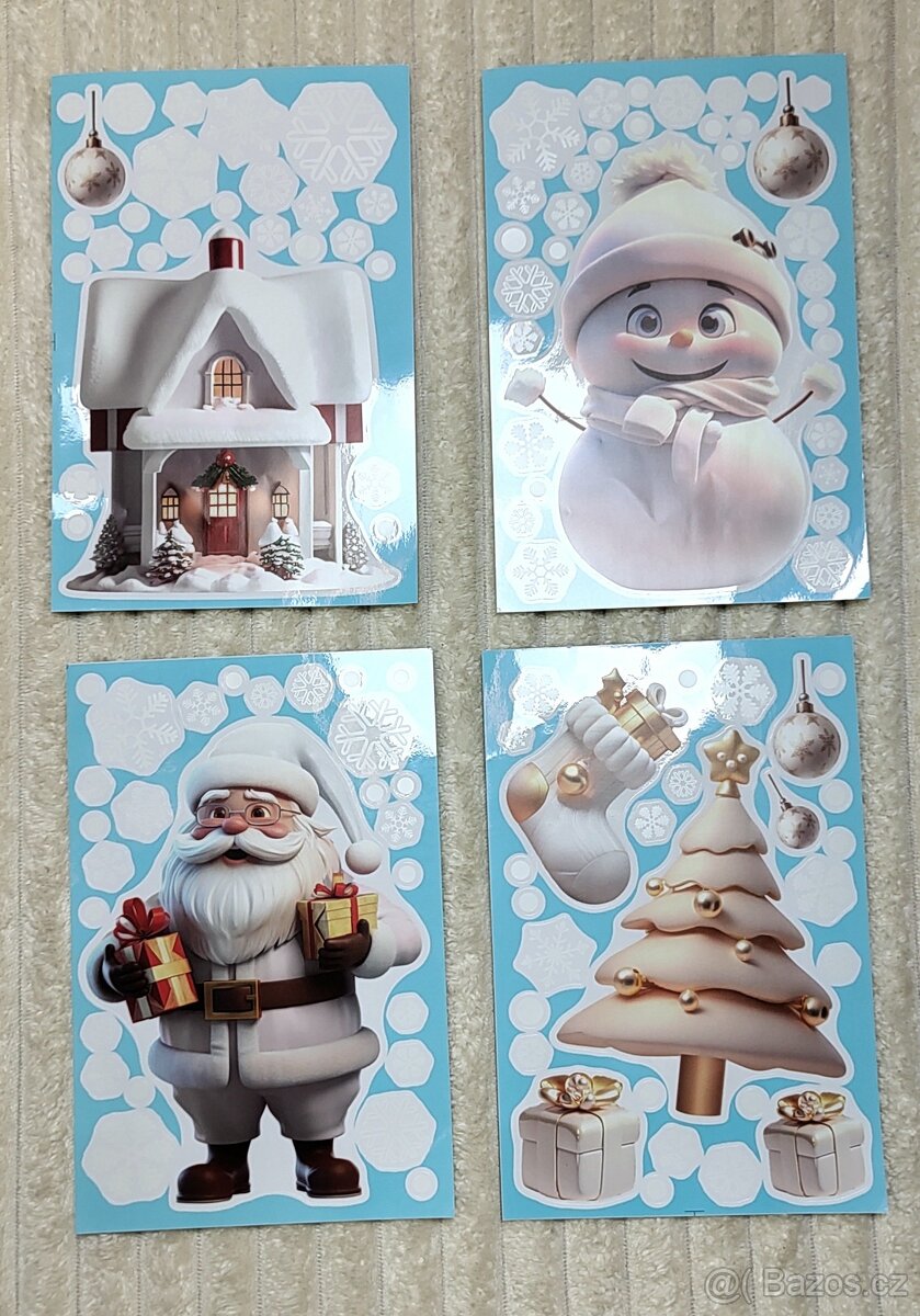 2D "Vánoční" okenní samolepky 4.archy (113 kusů