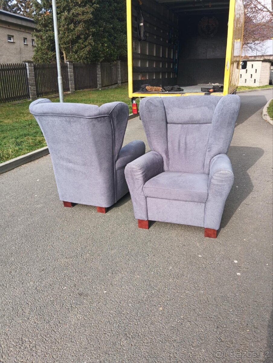 Moderní křeslo "ušák" 2ks