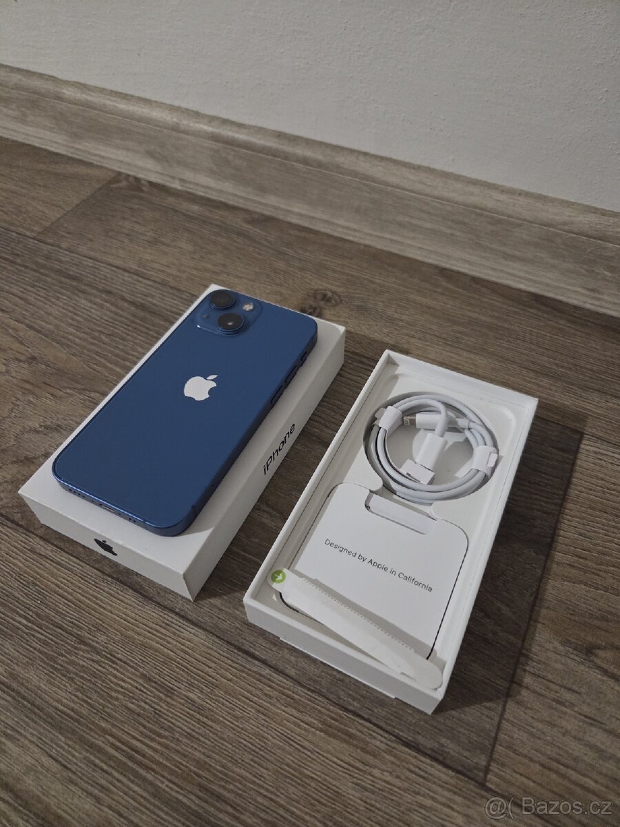 Apple iPhone 13 Mini - 256GB - Blue - 100% kondice baterie