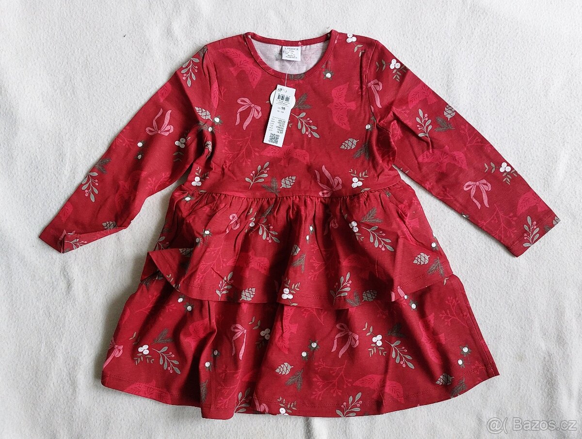 Nové Vánoční šaty s volány Lindex vel. 98