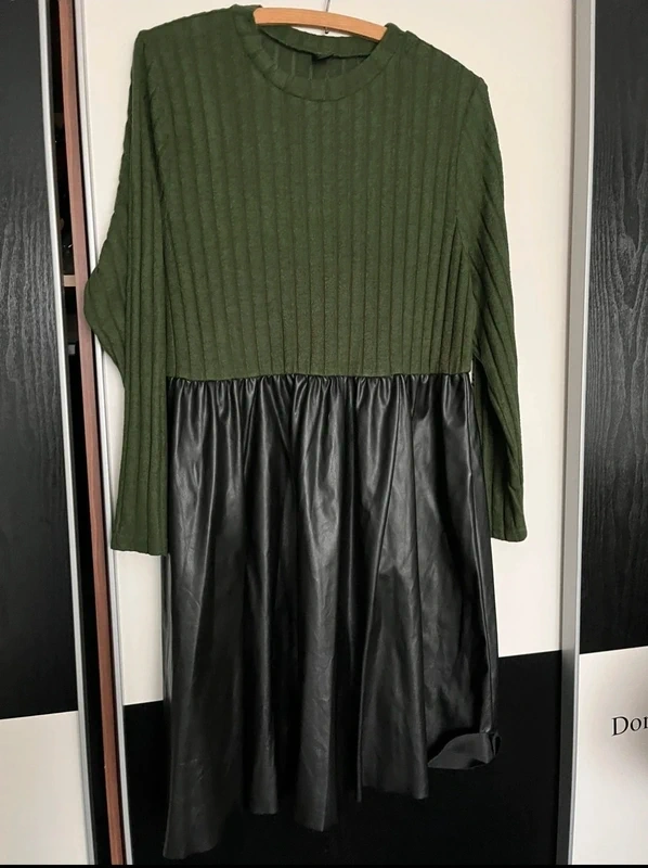 Šaty s koženkovou sukní vel. 48