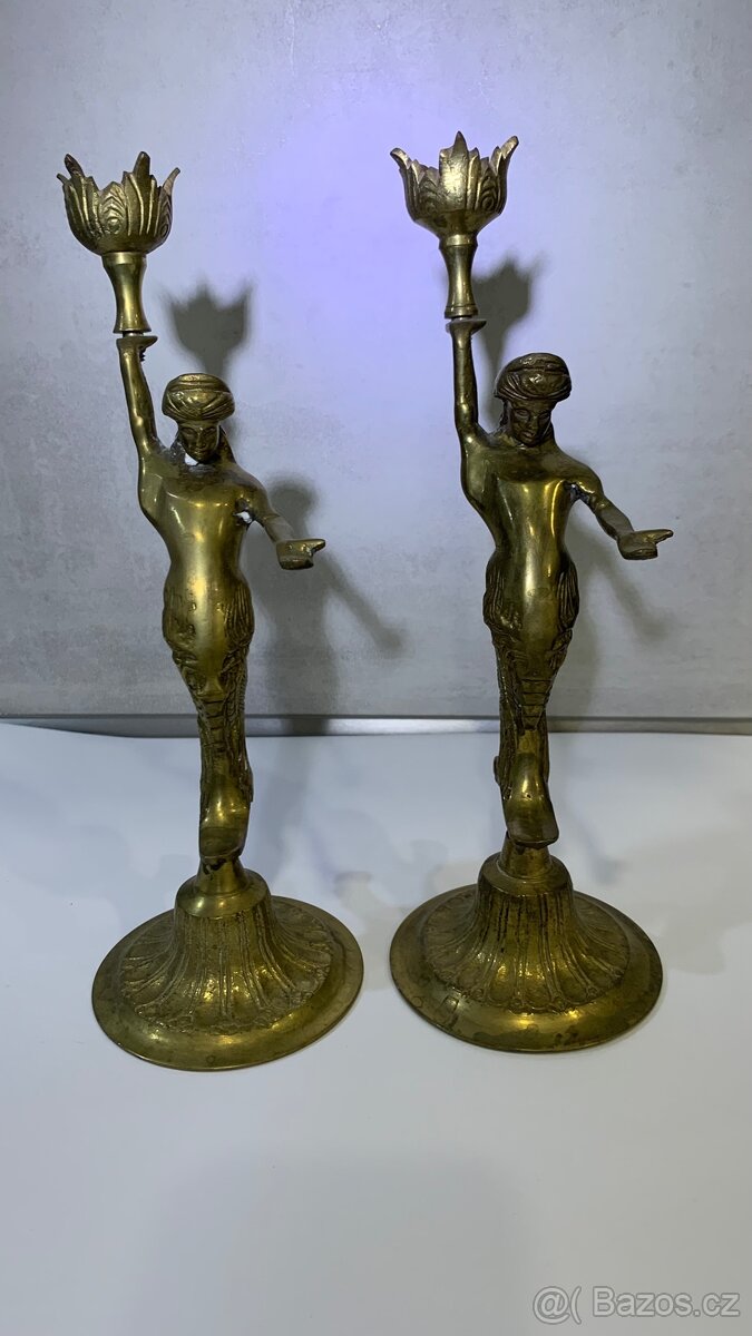 Mosazné svícny Art Deco 60.léta