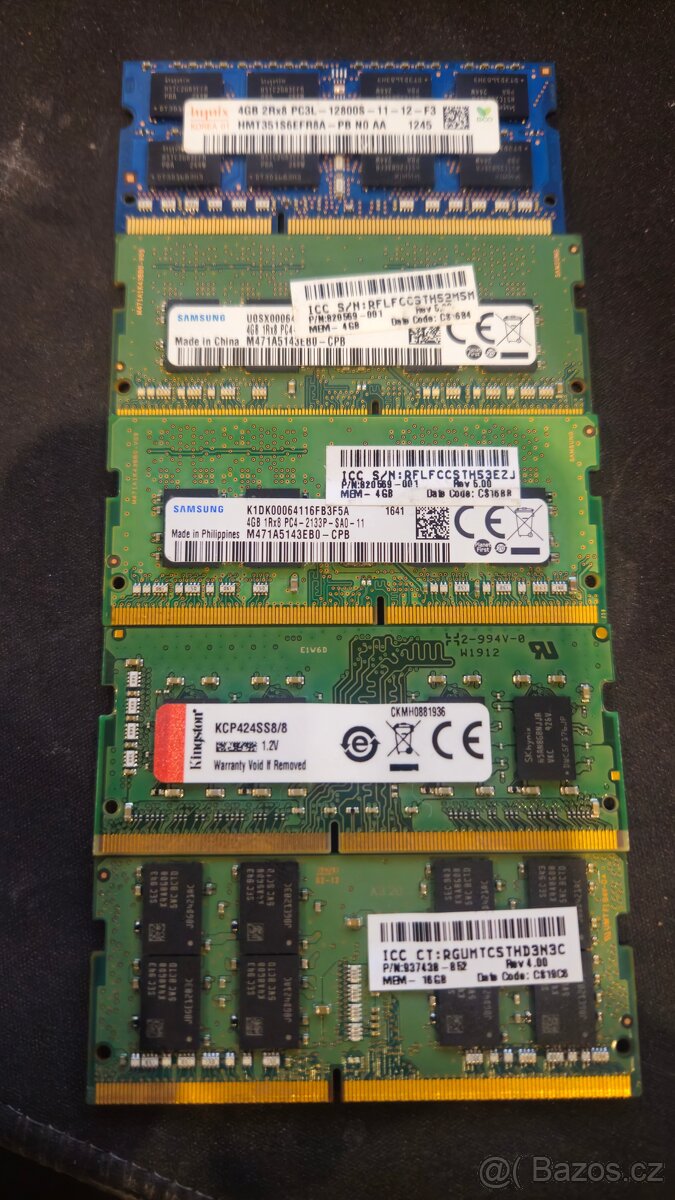 20ks pamětí RAM DDR2, DDR3, DDR4, NB / Desktop - různé druhy