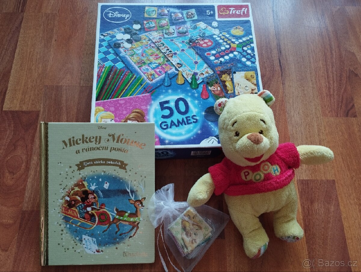 Disney sada 50ti her, pexeso, kniha, medvídek