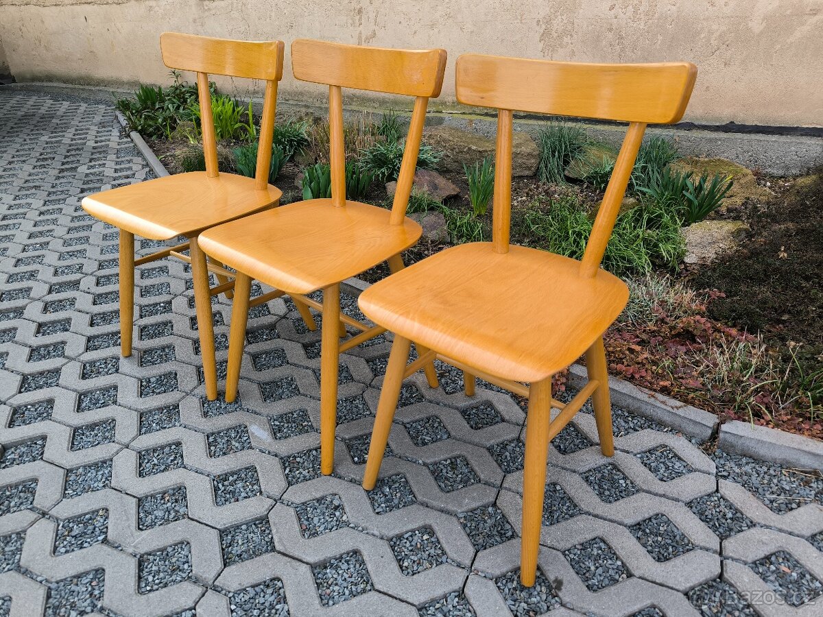 Retro dřevěné jídelní židle TON - 60. léta Brusel