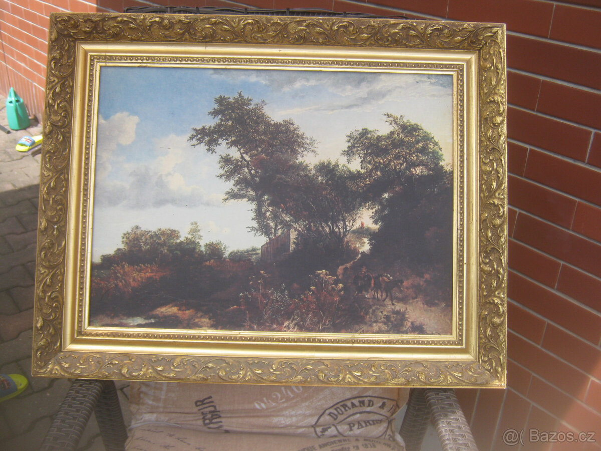 Prodám starý zlatý rám na obraz-67cm X 55cm-590 kč.