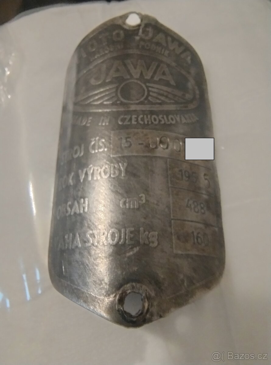 Jawa 500 OHC originální štítek