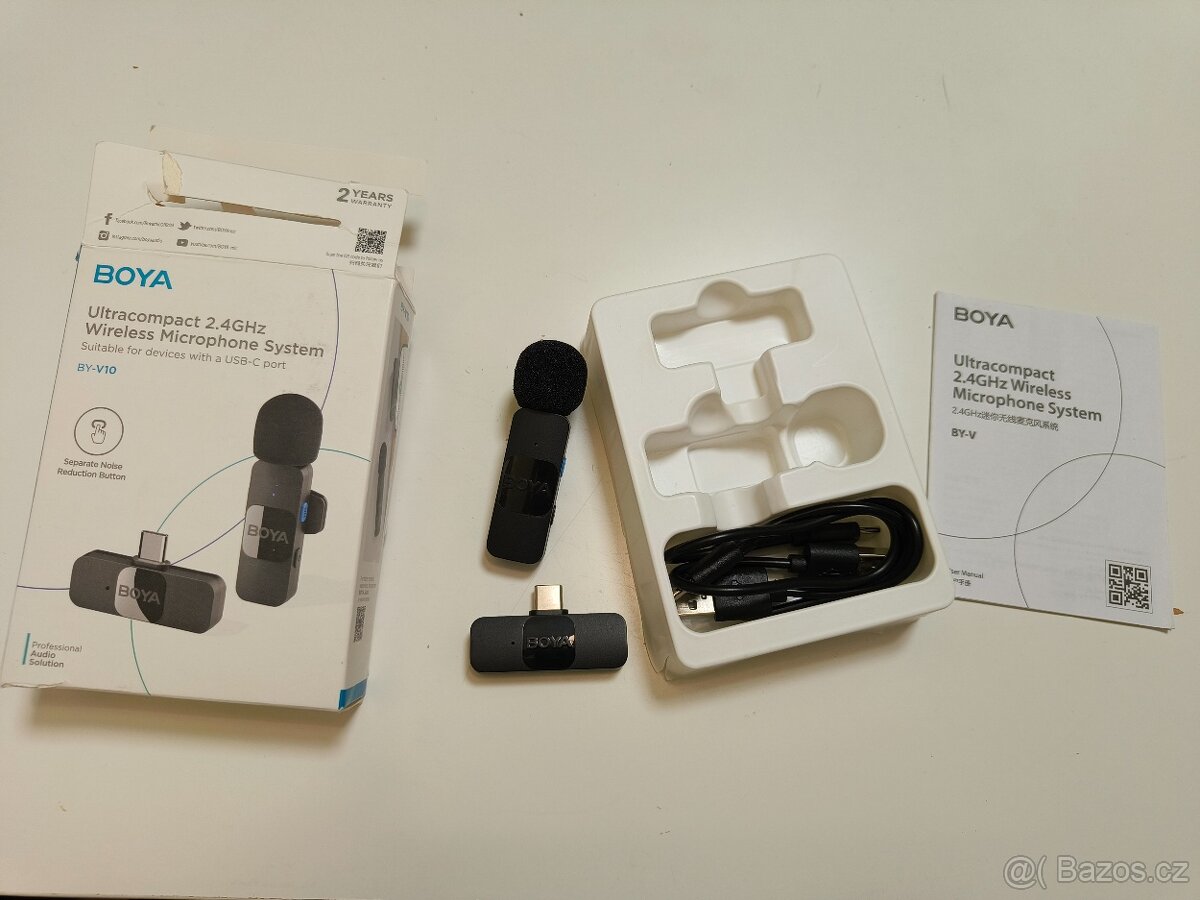 BOYA BY-V10 Bezdrátový klopový mikrofon, USB-C