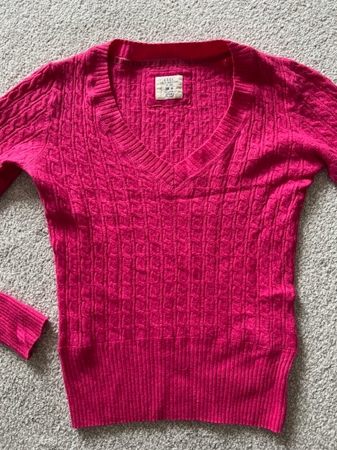 Dámský růžový svetr s copánkovým vzorem, vel.M,zn.H&M