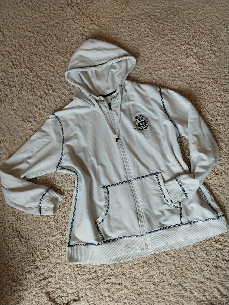 Dámská mikina s kapucí na zip, vel. XL, bílá, jak NEW