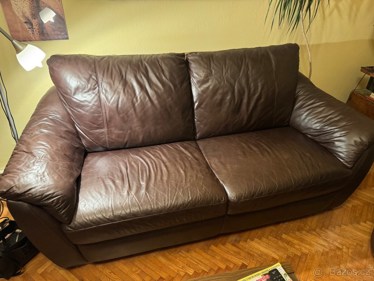 Kožená sedačka - pravá kůže, pohodlná, zachovalá