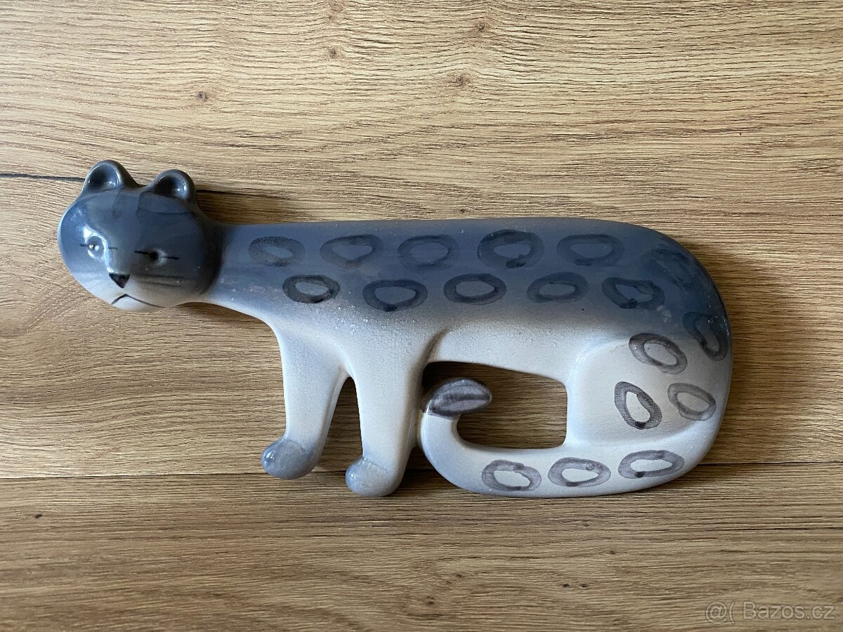 kočka keramická stará kočka figurka plastika soška socha