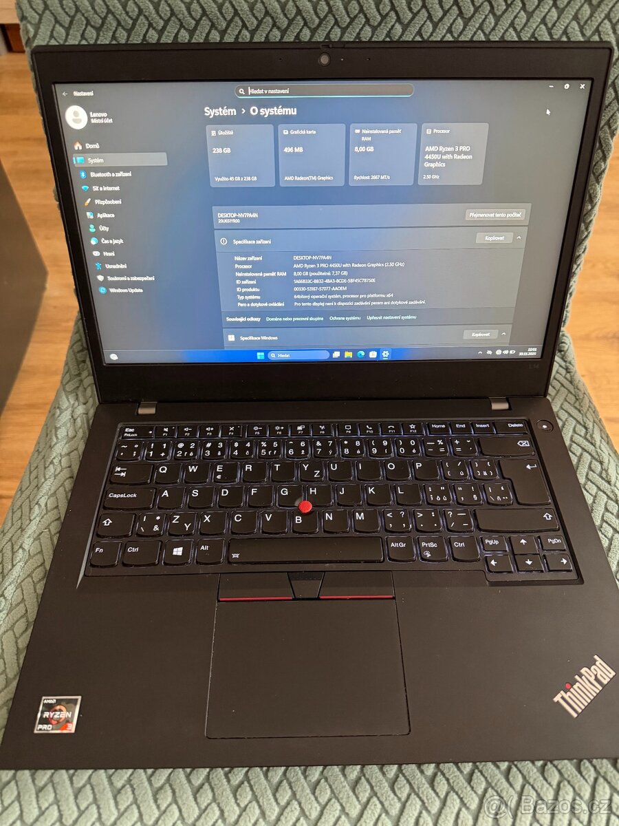 ThinkPad L14 14" Full HD Ryzen3 4450U 8GB DDR4 256GB NVMe