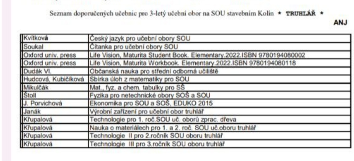 Učebnice obor ,truhlář .