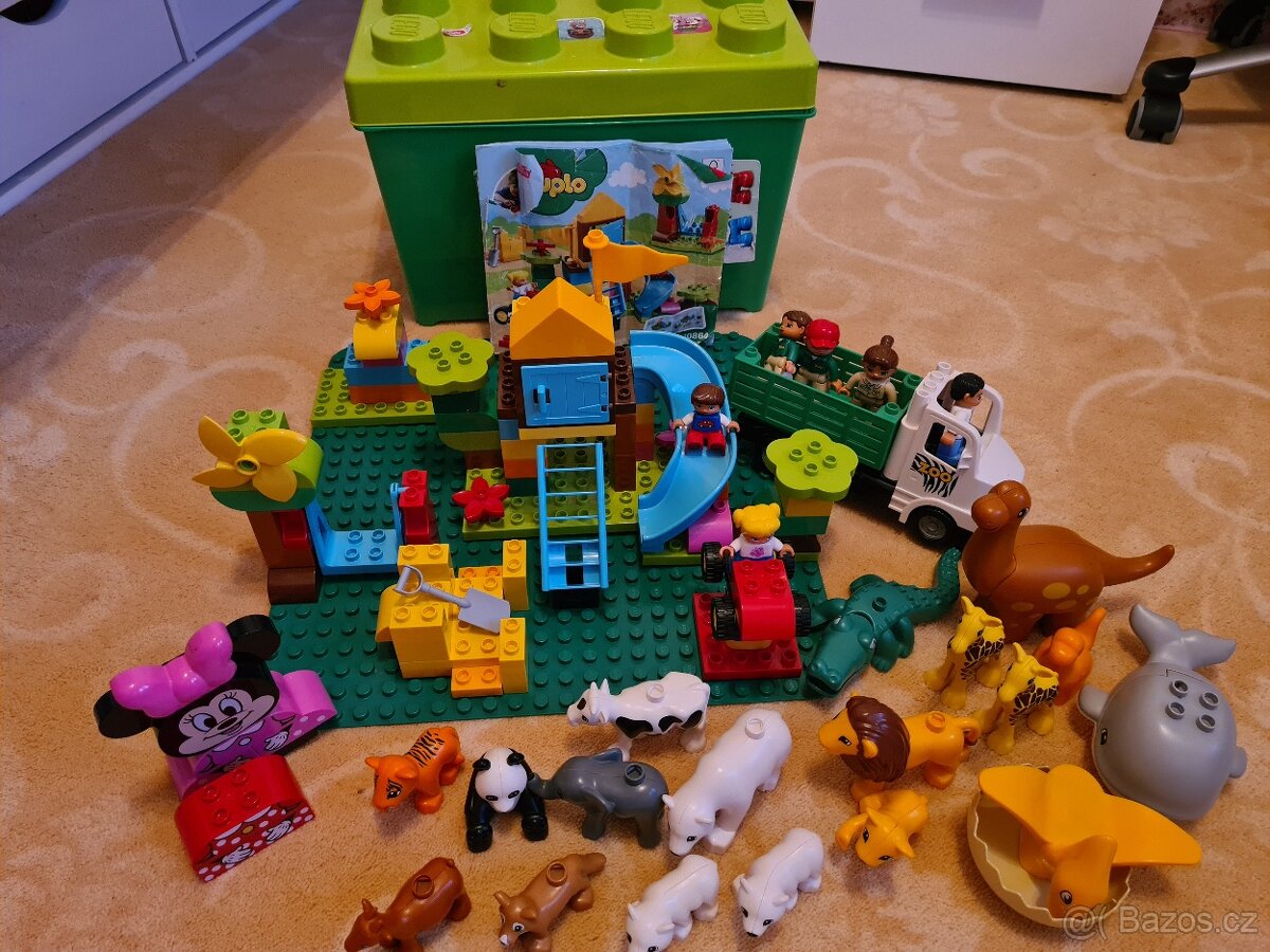 Duplo podlozka, hřiště, zoo auto se zvířaty, myška Minnie