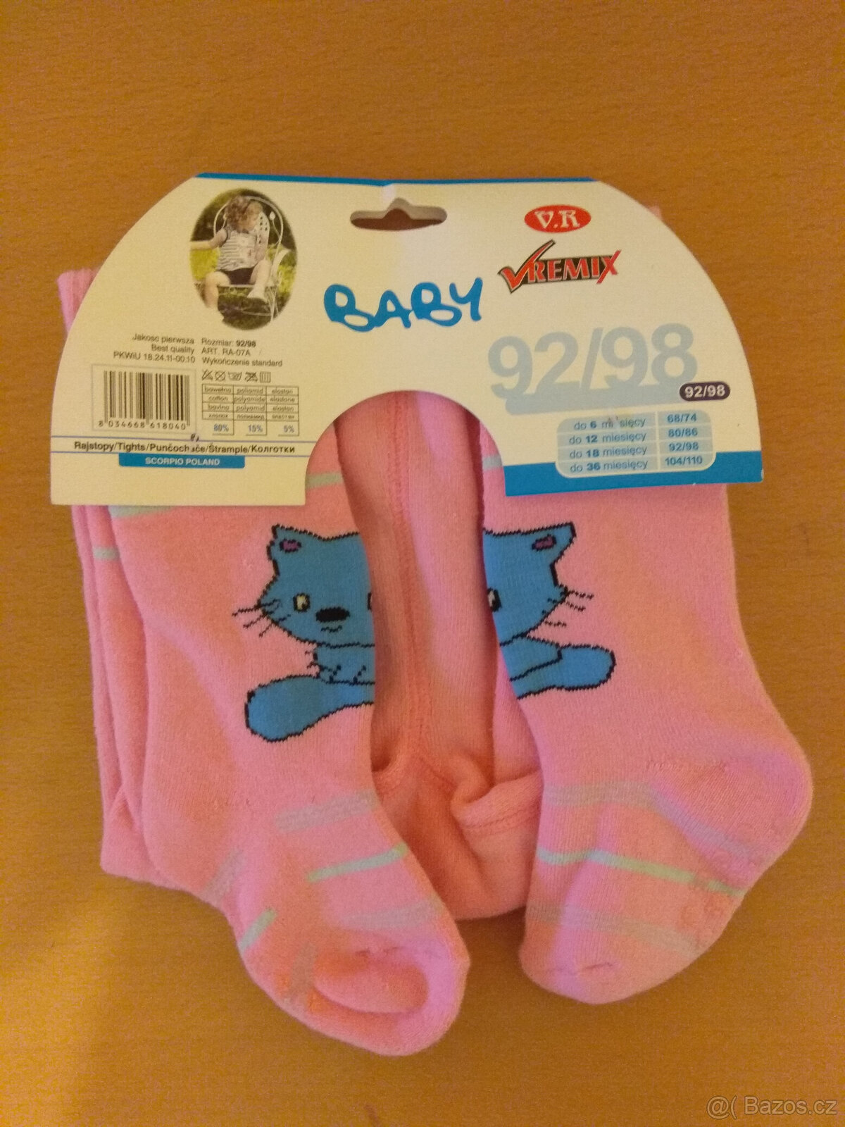 Nové punčocháče Baby Remix s kočičkami 92/98