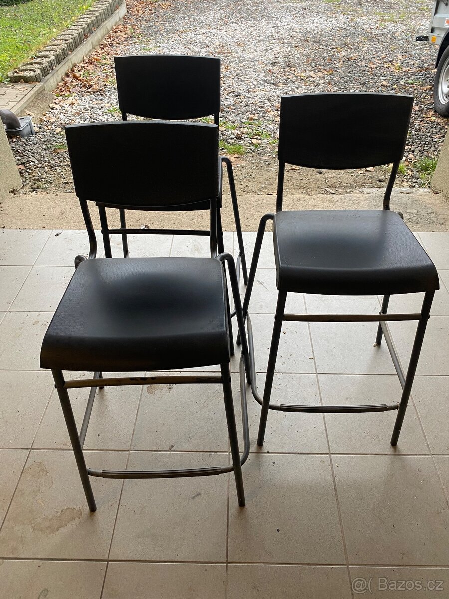 STIG Barová stolička s opěrkou, výška pultu/stolní desky čer
