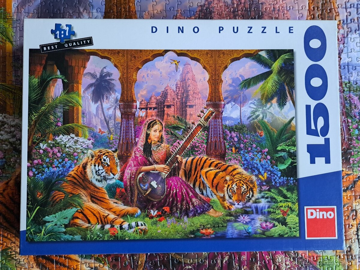 Puzzle 1500 Dino/Dívka s tygry