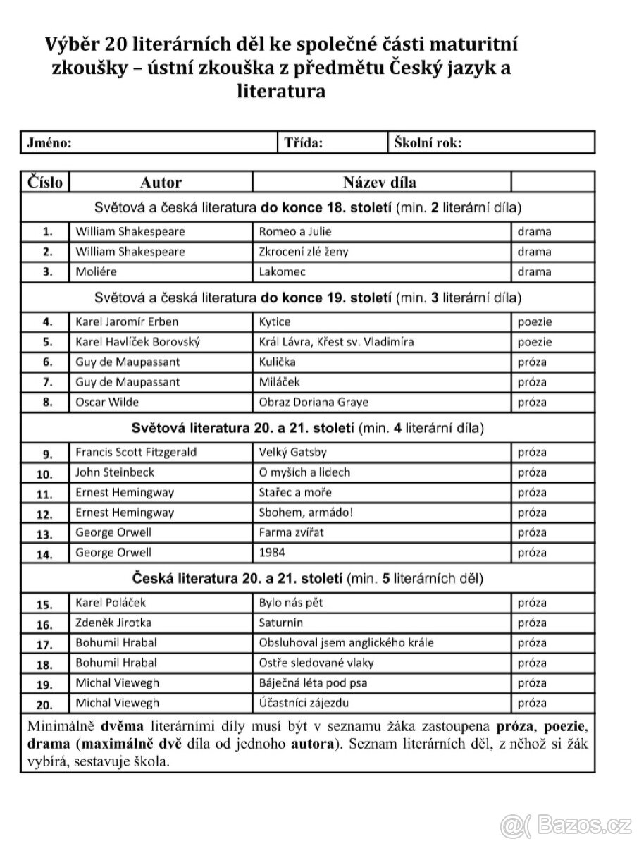 Maturitní otázky - čeština