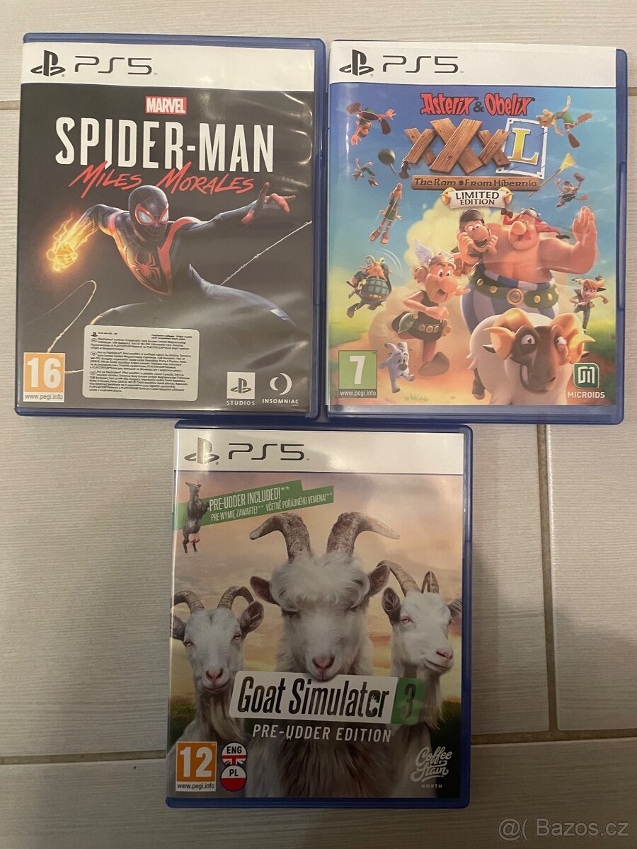 Hry na Ps5 Spiderman,Asterix a Goat simulator 3