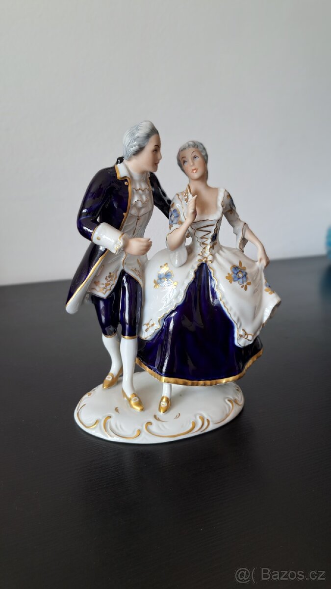 Royal dux porcelánová soška rokokový pár kobaltový