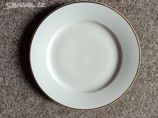 Retro mělké talíře (zlatý tenký okraj, sada 5 ks)