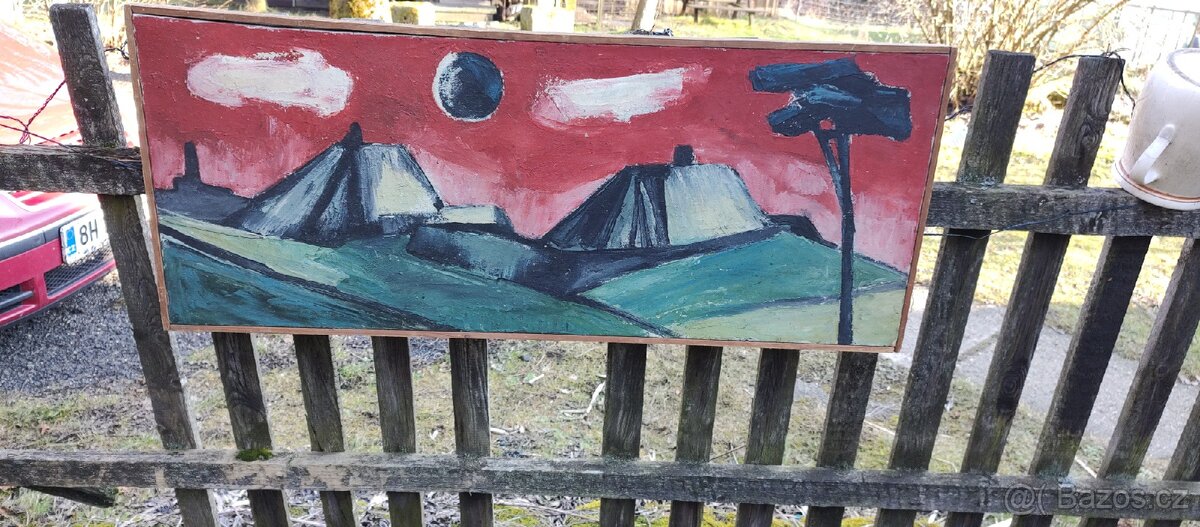 Prodám starý obraz na plátně 110x46cm