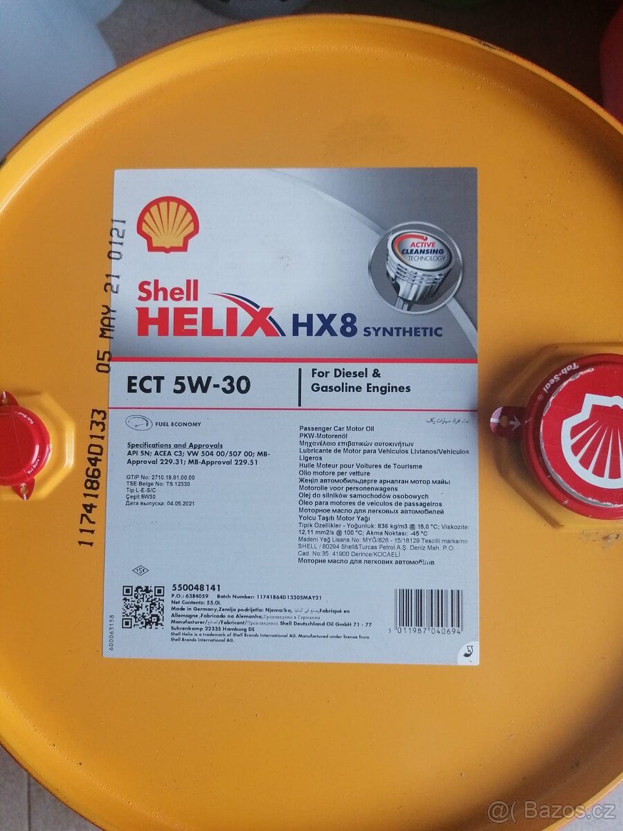 Motorový olej Shell Helix HX8 ECT 5W-30, 55L
