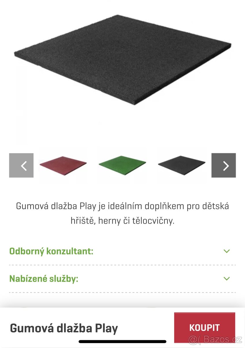 Gumová podlaha  500x500/3cm
