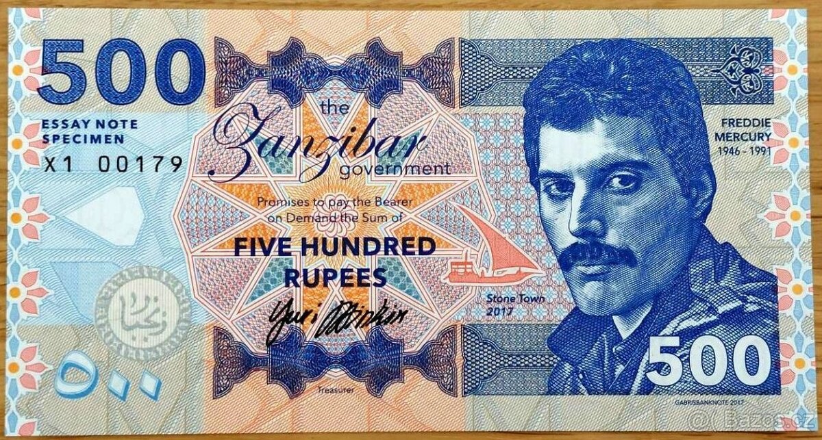 VZÁCNÁ BANKOVKA 500 RUPEES FREDDIE MERCURY 2017 UNC