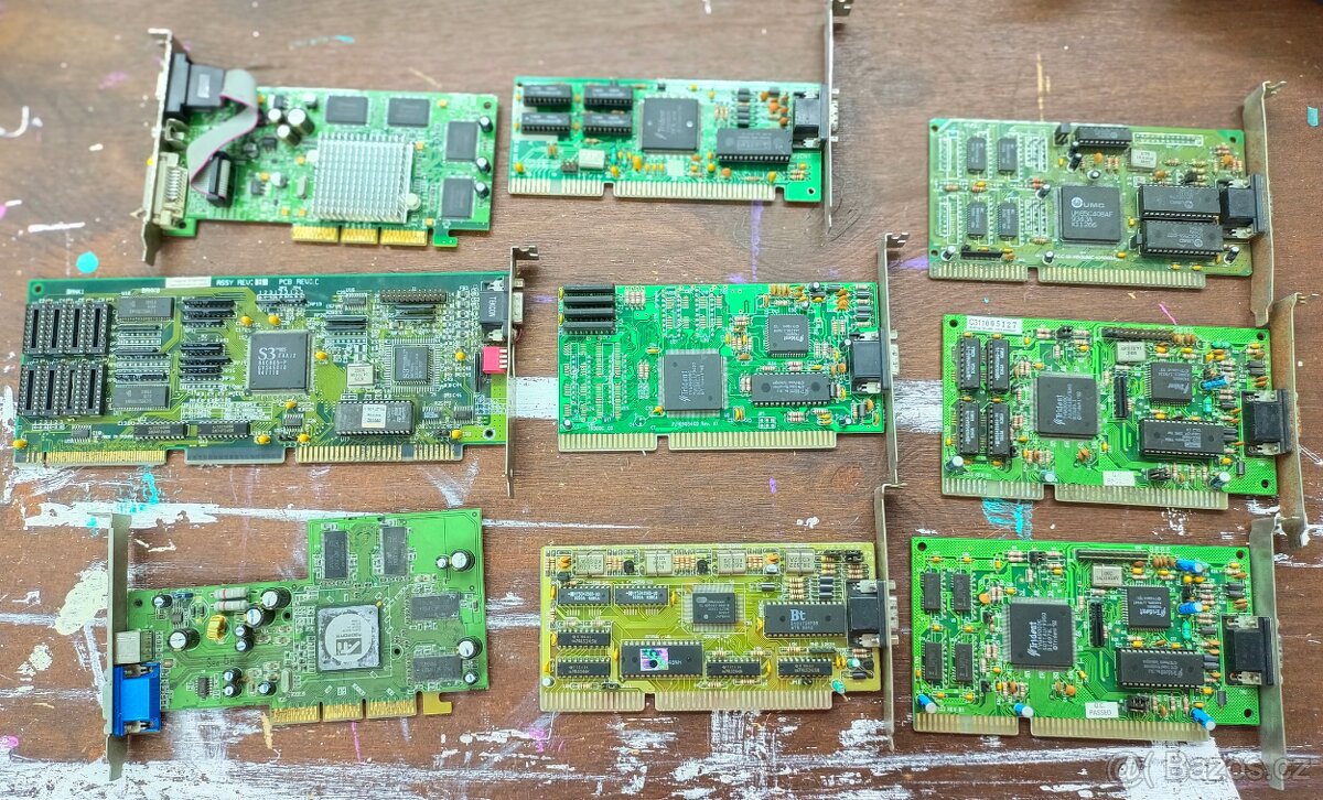 staré grafické karty, Trident, UMC, Cirrus logic, S3...