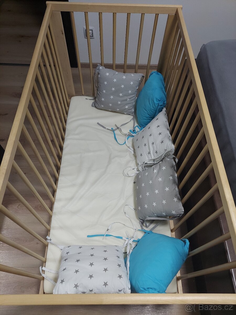 Postýlka Ikea Gulliver 60x120 s matrací a mantinely