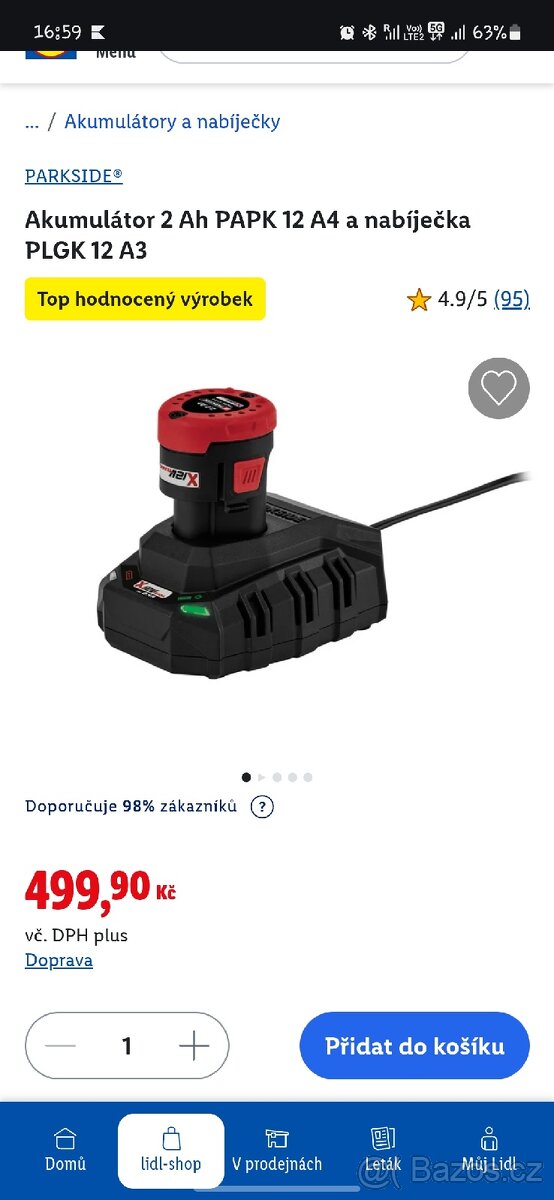 Aku a nabíječka PARKSIDE 12v úplně nové.