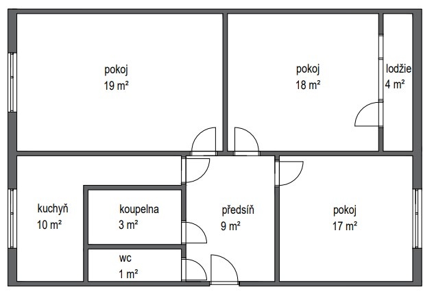 Pronájem 3+1 s lodžií, Kolín