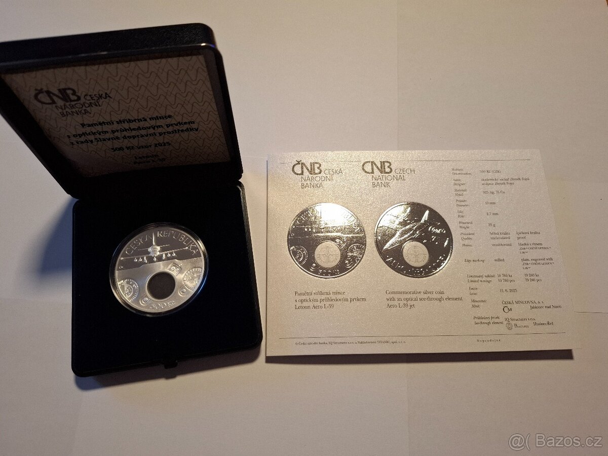 Stříbrná mince Cvičný letoun AERO L-39 - proof