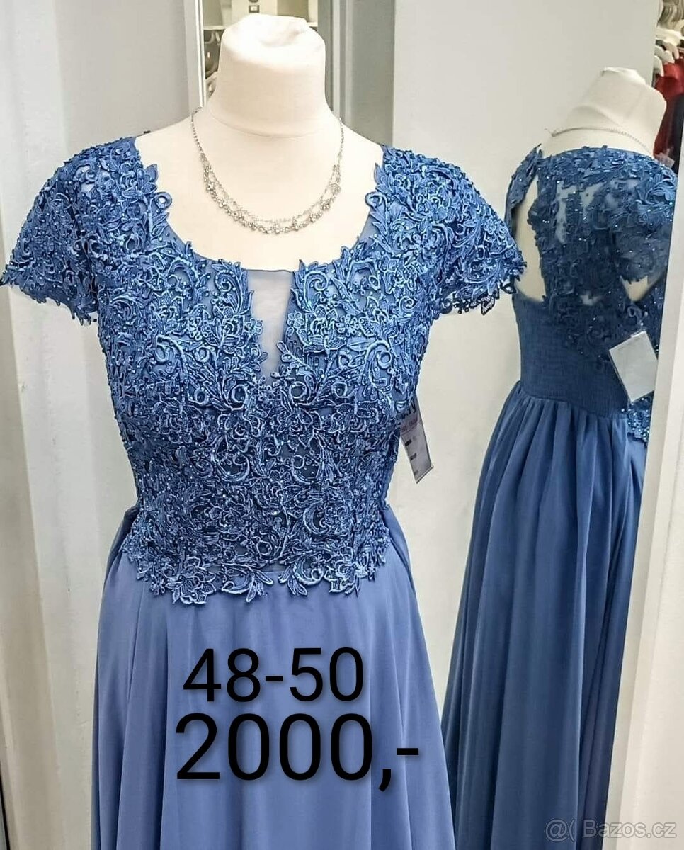 NOVÉ plesové šaty KRAJKOVÉ MODRÉ